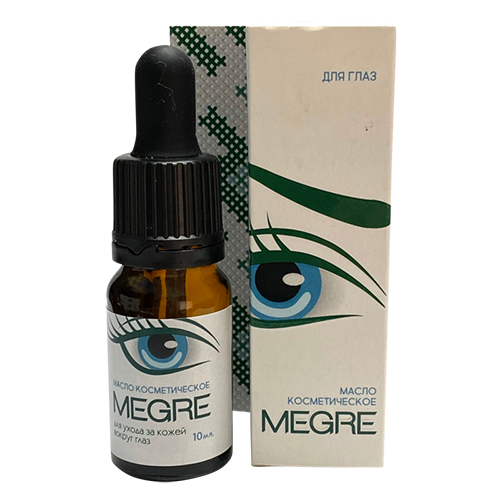 Kosmeettinen öljy «MEGRE» silmänympärysihon hoitoon, 10 ml